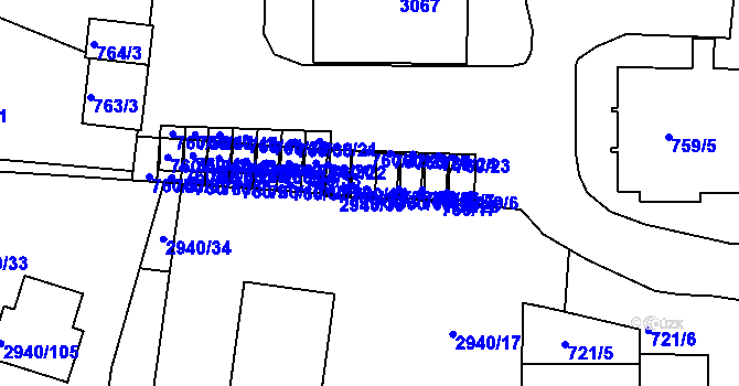 Parcela st. 760/31 v KÚ Sedlčany, Katastrální mapa