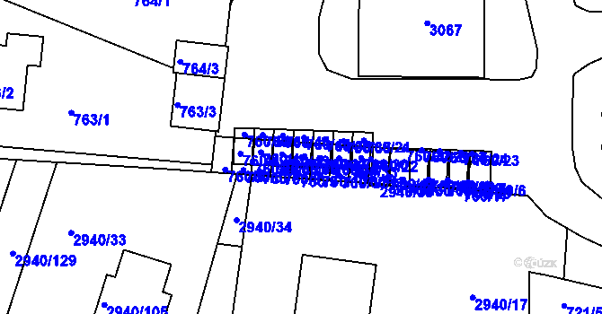 Parcela st. 760/40 v KÚ Sedlčany, Katastrální mapa
