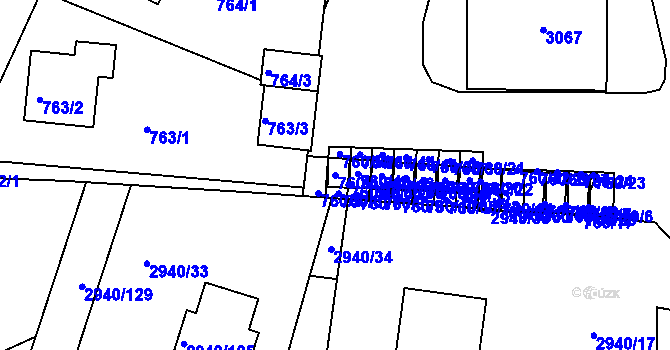 Parcela st. 760/49 v KÚ Sedlčany, Katastrální mapa