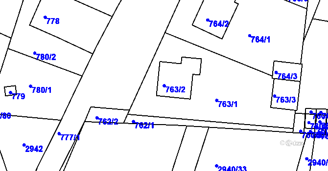 Parcela st. 763/2 v KÚ Sedlčany, Katastrální mapa