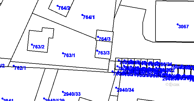 Parcela st. 763/3 v KÚ Sedlčany, Katastrální mapa