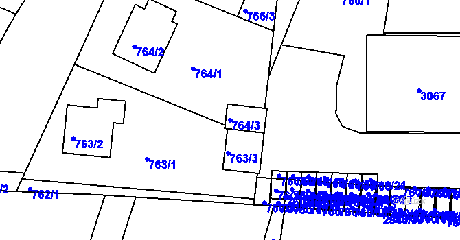 Parcela st. 764/3 v KÚ Sedlčany, Katastrální mapa