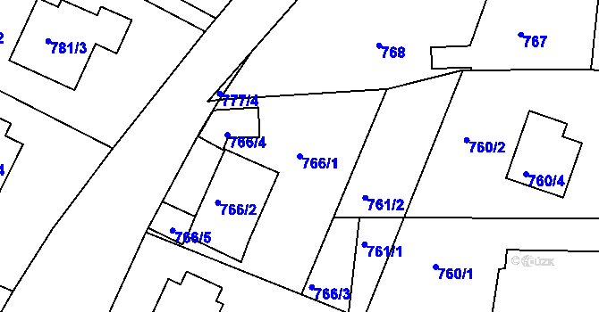 Parcela st. 766/1 v KÚ Sedlčany, Katastrální mapa