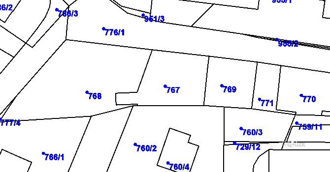Parcela st. 767 v KÚ Sedlčany, Katastrální mapa