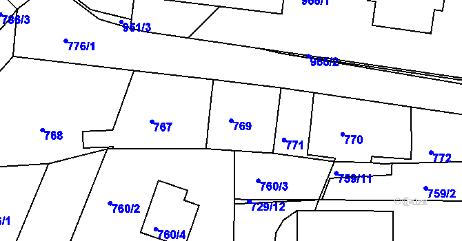 Parcela st. 769 v KÚ Sedlčany, Katastrální mapa