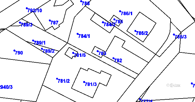 Parcela st. 783 v KÚ Sedlčany, Katastrální mapa