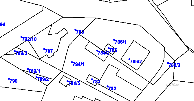 Parcela st. 784/2 v KÚ Sedlčany, Katastrální mapa