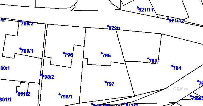 Parcela st. 795 v KÚ Sedlčany, Katastrální mapa