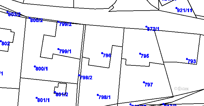 Parcela st. 796 v KÚ Sedlčany, Katastrální mapa