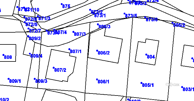 Parcela st. 806/2 v KÚ Sedlčany, Katastrální mapa