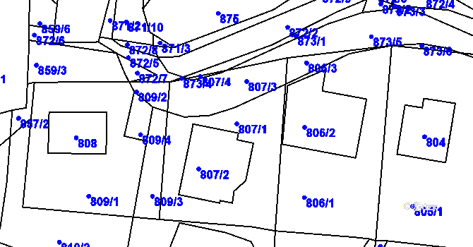 Parcela st. 807/1 v KÚ Sedlčany, Katastrální mapa