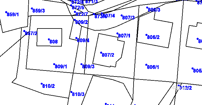 Parcela st. 807/2 v KÚ Sedlčany, Katastrální mapa