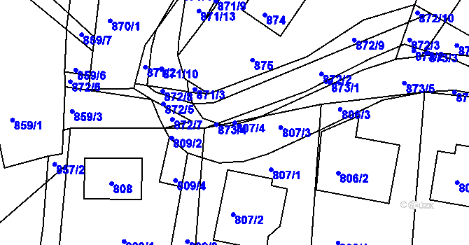 Parcela st. 807/4 v KÚ Sedlčany, Katastrální mapa