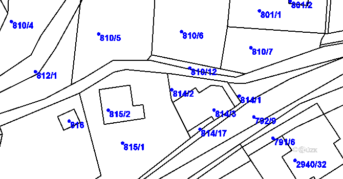 Parcela st. 814/2 v KÚ Sedlčany, Katastrální mapa