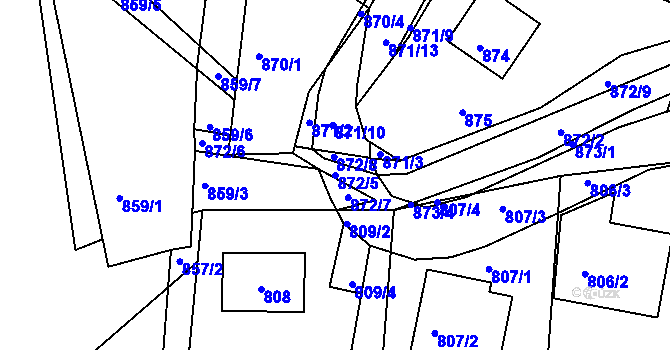 Parcela st. 872/5 v KÚ Sedlčany, Katastrální mapa