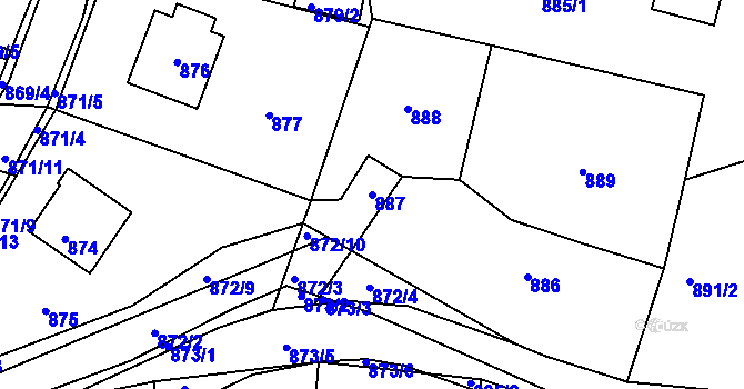 Parcela st. 887 v KÚ Sedlčany, Katastrální mapa