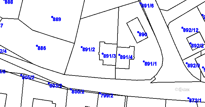 Parcela st. 891/3 v KÚ Sedlčany, Katastrální mapa