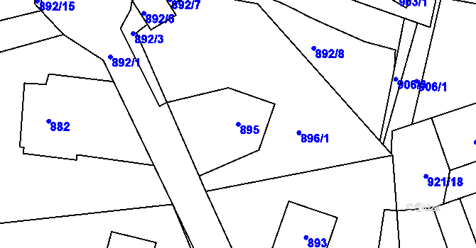 Parcela st. 895 v KÚ Sedlčany, Katastrální mapa