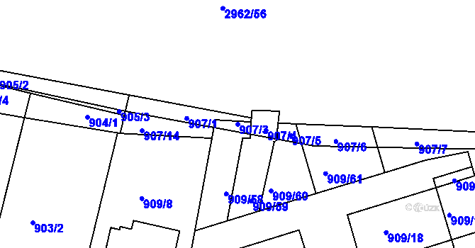Parcela st. 907/3 v KÚ Sedlčany, Katastrální mapa