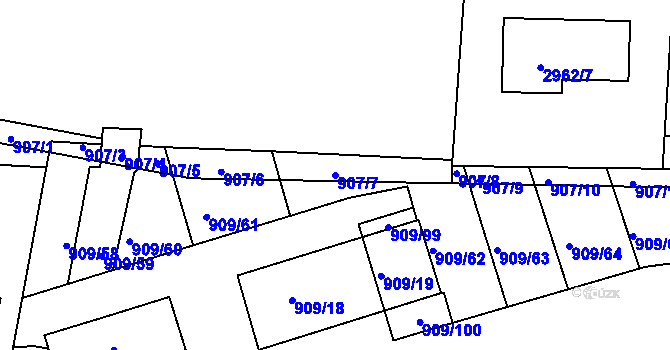 Parcela st. 907/7 v KÚ Sedlčany, Katastrální mapa