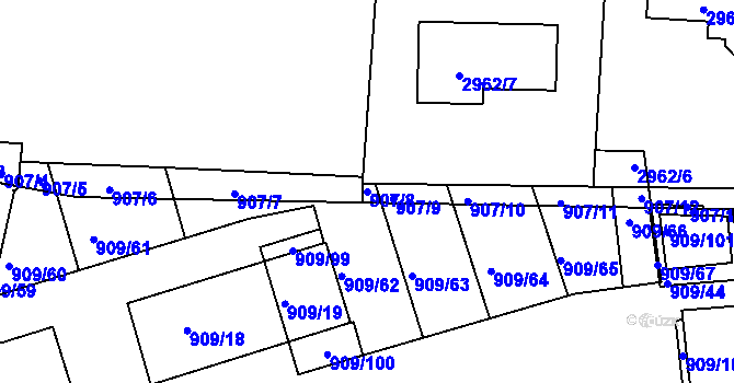 Parcela st. 907/8 v KÚ Sedlčany, Katastrální mapa