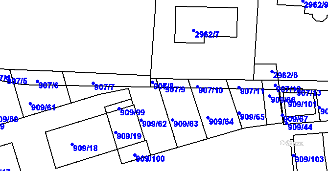 Parcela st. 907/9 v KÚ Sedlčany, Katastrální mapa