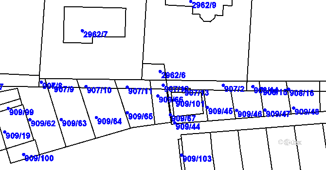 Parcela st. 907/12 v KÚ Sedlčany, Katastrální mapa