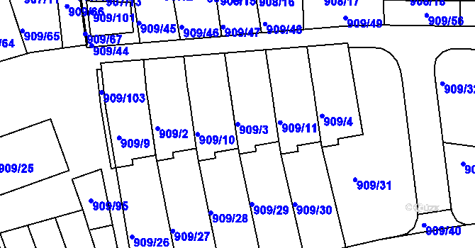 Parcela st. 909/3 v KÚ Sedlčany, Katastrální mapa