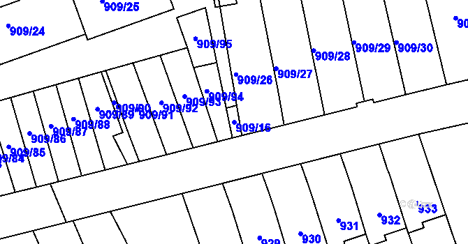 Parcela st. 909/16 v KÚ Sedlčany, Katastrální mapa