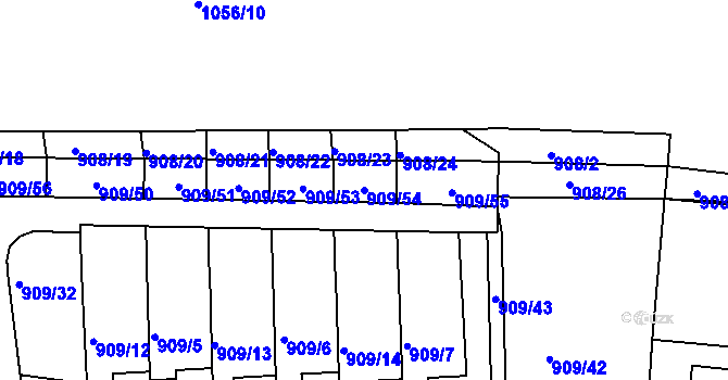 Parcela st. 909/54 v KÚ Sedlčany, Katastrální mapa