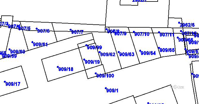Parcela st. 909/62 v KÚ Sedlčany, Katastrální mapa