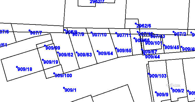 Parcela st. 909/64 v KÚ Sedlčany, Katastrální mapa