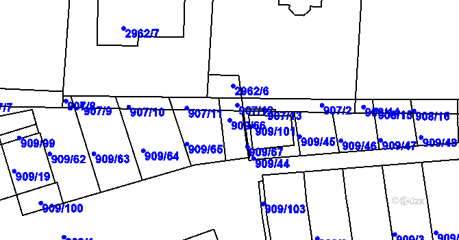 Parcela st. 909/66 v KÚ Sedlčany, Katastrální mapa