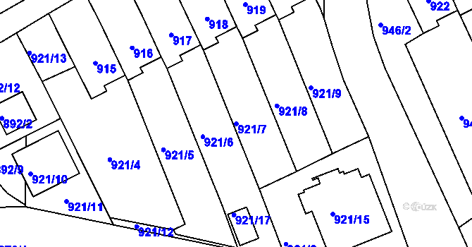 Parcela st. 921/7 v KÚ Sedlčany, Katastrální mapa