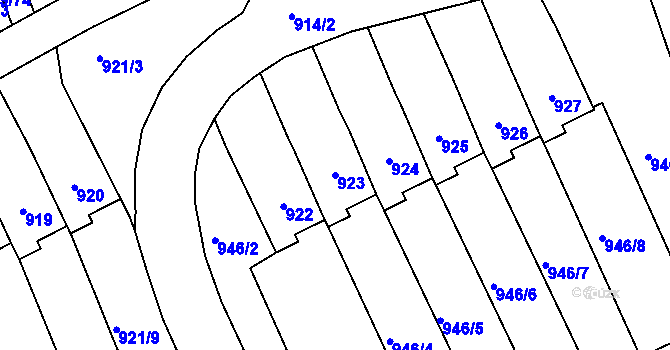 Parcela st. 923 v KÚ Sedlčany, Katastrální mapa