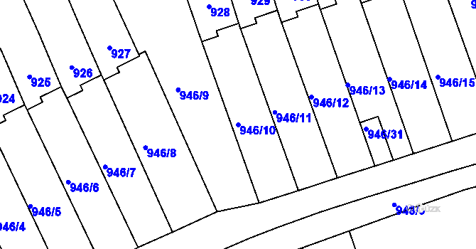 Parcela st. 946/10 v KÚ Sedlčany, Katastrální mapa