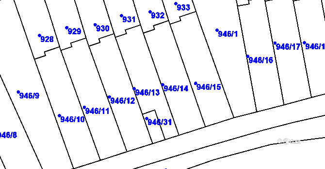 Parcela st. 946/14 v KÚ Sedlčany, Katastrální mapa