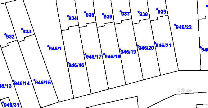 Parcela st. 946/18 v KÚ Sedlčany, Katastrální mapa