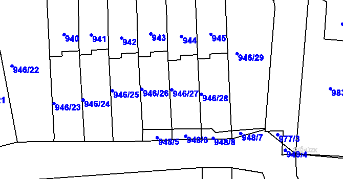 Parcela st. 946/27 v KÚ Sedlčany, Katastrální mapa