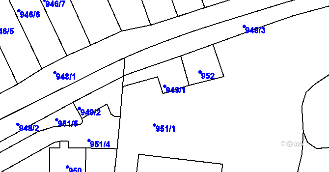 Parcela st. 949/1 v KÚ Sedlčany, Katastrální mapa