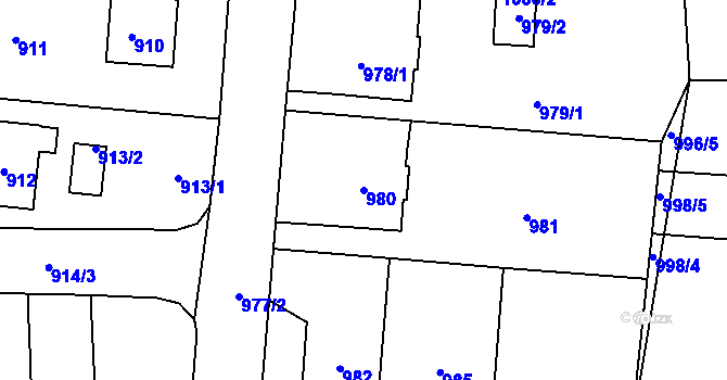 Parcela st. 980 v KÚ Sedlčany, Katastrální mapa
