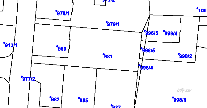 Parcela st. 981 v KÚ Sedlčany, Katastrální mapa