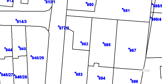 Parcela st. 982 v KÚ Sedlčany, Katastrální mapa