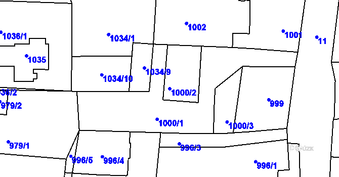 Parcela st. 1000/2 v KÚ Sedlčany, Katastrální mapa