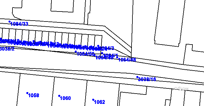 Parcela st. 1064/1 v KÚ Sedlčany, Katastrální mapa