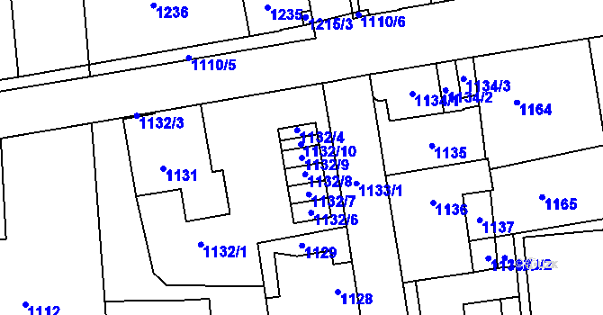 Parcela st. 1132/9 v KÚ Sedlčany, Katastrální mapa