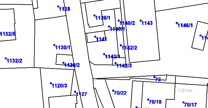 Parcela st. 1142/1 v KÚ Sedlčany, Katastrální mapa
