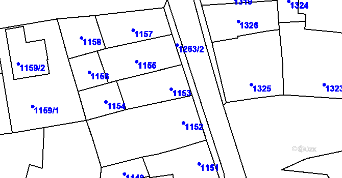 Parcela st. 1153 v KÚ Sedlčany, Katastrální mapa