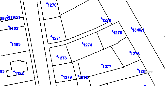 Parcela st. 1274 v KÚ Sedlčany, Katastrální mapa