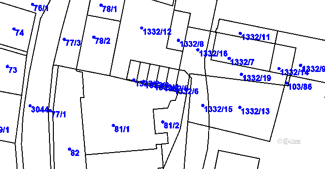 Parcela st. 1332/5 v KÚ Sedlčany, Katastrální mapa